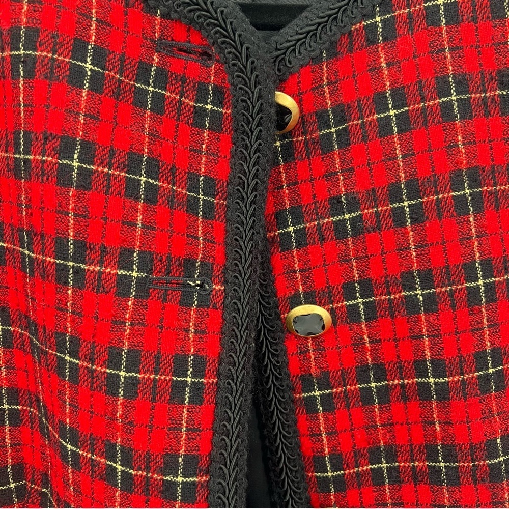Vintage Pendleton Petite 100% Virgin Wool Tartan Plaid Red Blazer Jacket 10 y2k - Picture 6 of 11